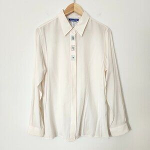 Vintage Pendleton Embroidered‎ Blouse Cream Womens Size 12 Long Sleeve Preppy